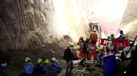 Indian rescuers continue effort to save four-year-old who fell down 200ft borehole