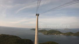 The world's longest sea-crossing giant cable car in Vietnam, with length 7899.9m and height 174m