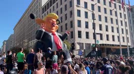 Giant Trump balloon carried down Washington, D.C. street after Biden wins presidency