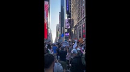 Crowd chants 'USA' in New York's Times Square as Biden wins presidential election