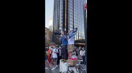 Actor Walter Masterson gives speech in celebration of Biden's victory