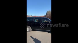 Donald Trump leaves Trump National Golf Club in motorcade moments after losing presidential election