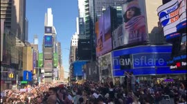 Times Square Crowd Celebrates Joe Biden's Victory. Saturday, November 7, 2020