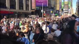 Times Square Crowd Celebrates Joe Biden's Victory. Saturday, November 7, 2020