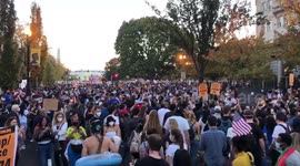 Huge crowds gather near the White House after Joe Biden's victory is announced