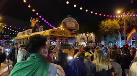Hoop Bus drops by West Hollywood to mark Biden election win