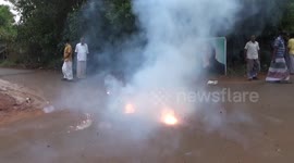 Ancestral village of Kamala Harris  celebrate the victory by bursting crackers