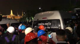Protesters attack police van during rally in Bangkok, Thailand