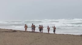 South Florida Lifeguards Train in Tropical Storm Eta's Powerful Surf