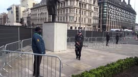 Remembrance Sunday 2020 ceremony in London from behind the black wall due to coronavirus restrictions