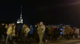 Light show created long queue of thousands people this weekend in St Petersburg, Russia