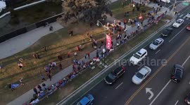 Small crowd of Trump supporters rally in Beverly Hills