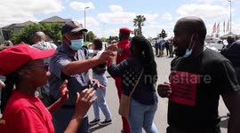 Protester shoves journalist and assaults policemen
