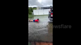 Making the best of Tropical Storm Eta: Wakeboarding through flooded Florida streets