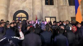 Yerevan protesters speak at parliament after nagorno-Karabakh peace deal