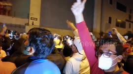 Crowds outside congress protest impeachment of President Vizcarra