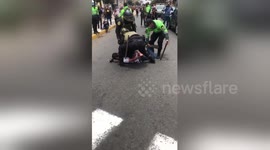 Peruvian police forcefully arrest man amid protest against impeachment of its popular President, Martín Vizcarra