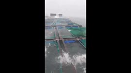Massive waves slam moored boats as Tropical Storm Etau makes landfall in central Vietnam
