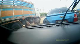 Out-of-control lorry causes 10 car pile-up at traffic lights in Thailand