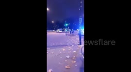 Car Plunges into Edmonton Police Station and man sets road on fire