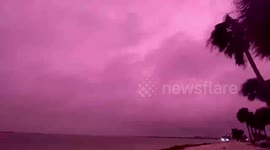 Ethereal scene as sky turns purple as Hurricane Eta approaches Florida