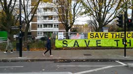 Climate camp appears beside Islington school in London