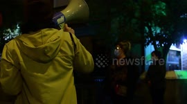 Décima semana de las protestas de los vecinos del centro médico de Abrantes en Carabanchel, Madrid solicitando más médicos
