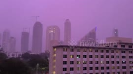 Tropical Storm Eta causes Florida skies to turn purple
