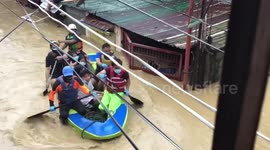 Families Rescued From Typhoon Vamco Floods In Manila, Philippines