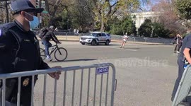 Capitol police setting up barricade near Antifascist group and trump supporters