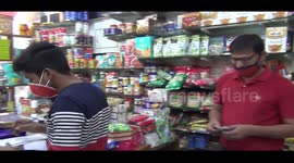 On the call of the Prime Minister, everyone is buying local goods by making masks on their mouth and making them at shops in the market with social distancing.