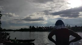 Mini Bidar Boat Competition in Palembang, South Sumatra