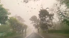 Cold and foggy street because of continues rain.