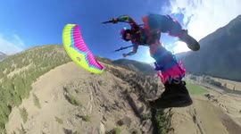 This is the moment a daredevil stuntman filmed an intense speedflying video whilst dressed as a Piñata
