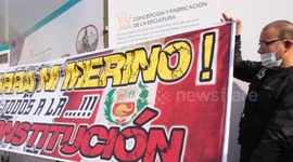 Great march against Manuel Merino new president of Peru from Plaza San Martin in Lima
