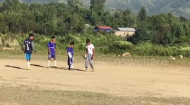 Child plays wondrous football with a single limb in northeastern India