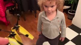 Kid’s Adorable reaction to catching toy drone out of the air