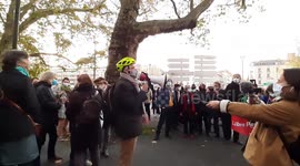 Hundreds gather in Nantes, France to protest a new bill that forbids taking the image of policemen