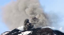 Amazing footage shows close-up of eruption at sunset on Italy's Etna volcano