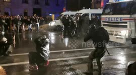 FURTHER FOOTAGE: Clashes with police erupt in Paris over government's security bill