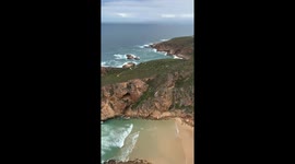 Sky view of a shoreline in Herolds Bay,  South Africa