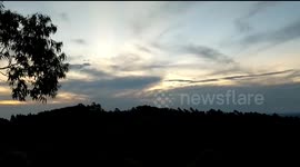 view of the brazilian rain forest with the sunset