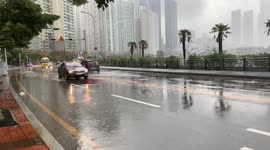 Strong winds and rain hit Busan, South Korea