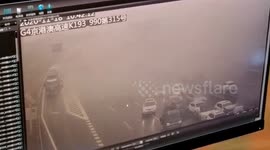 Vehicles pile up on Chinese highway after smoke from engine fire reduces visibility