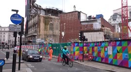 Crane in operation at Shaftesbury Avenue development site in central London
