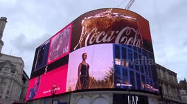 Iconic London landmark Piccadilly Lights during the lockdown