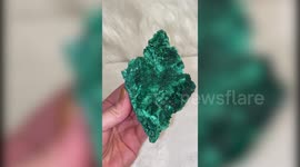 Stunning fibrous malachite mineral has strangely alluring velvet-like texture
