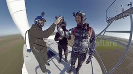 What starts as a stunning BASE jump turns into a lucky escape for an unlucky French stuntman