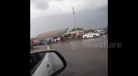 Severe storm collapses gas station onto 3 vehicles in South Africa