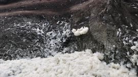 Sea Foam wobbling like Jelly on the Cornish Coast